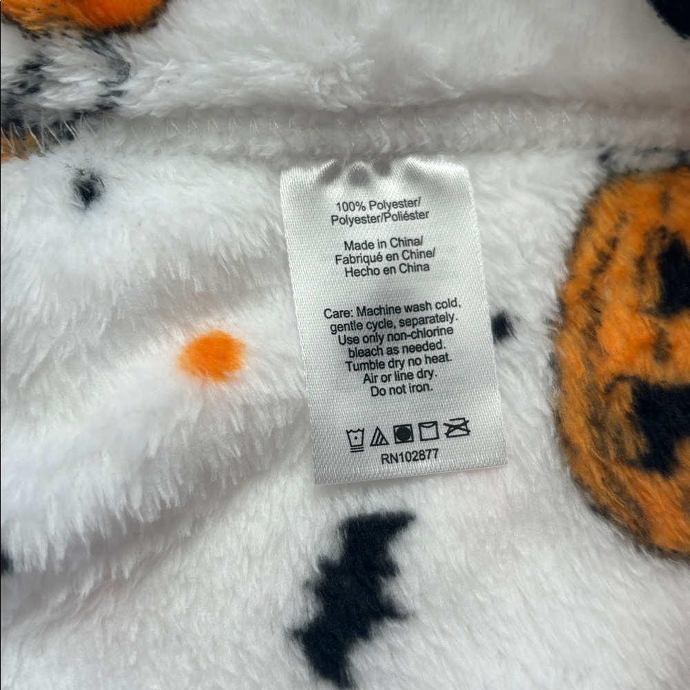 New! Snoopy Peanuts by Berkshire white halloween pumpkin fleece pajama pant, M - Picture 5 of 6
